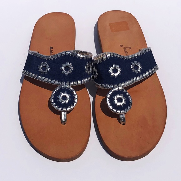 JACK ROGERS BOATING JACK SANDAL NAVY & SILVER  11 - Picture 1 of 10